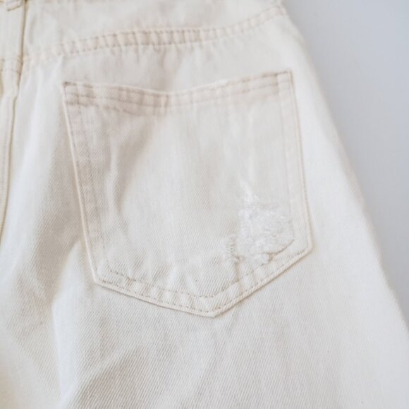 Zara Denim Collection Distressed High-Rise Button Fly Jeans - Off White, Size 00 - Picture 8 of 8